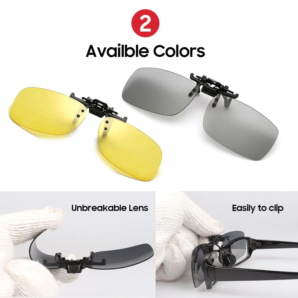 ClipVue Polarized Flip-Up Clip-On Sunglasses for Prescription Glasses