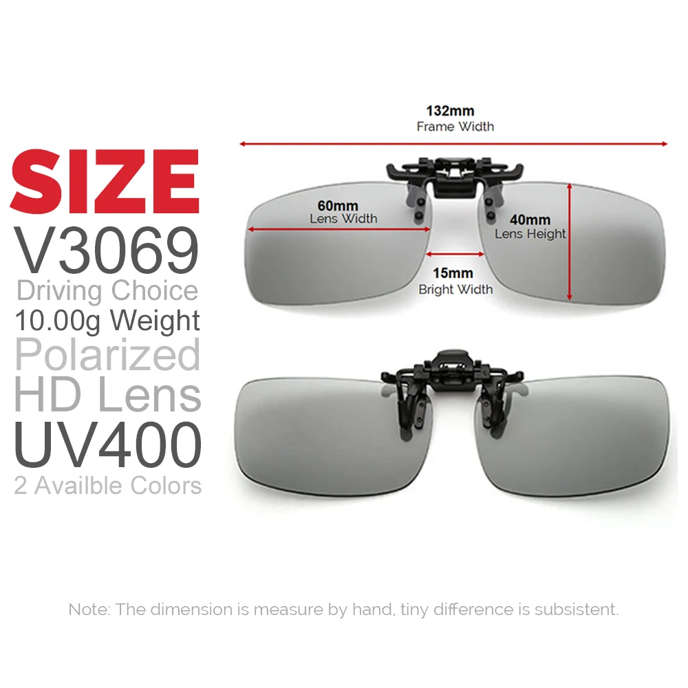 ClipVue Polarized Flip-Up Clip-On Sunglasses for Prescription Glasses