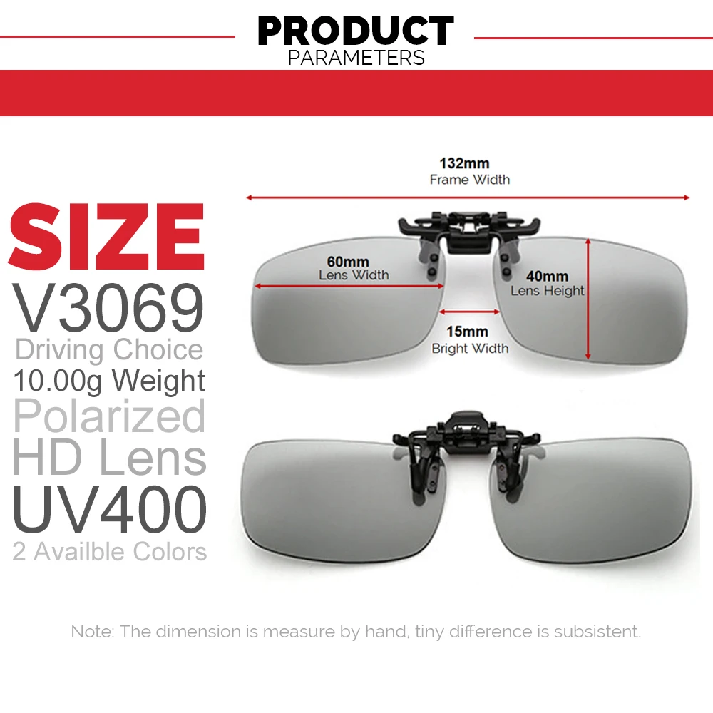ClipVue Polarized Flip-Up Clip-On Sunglasses for Prescription Glasses