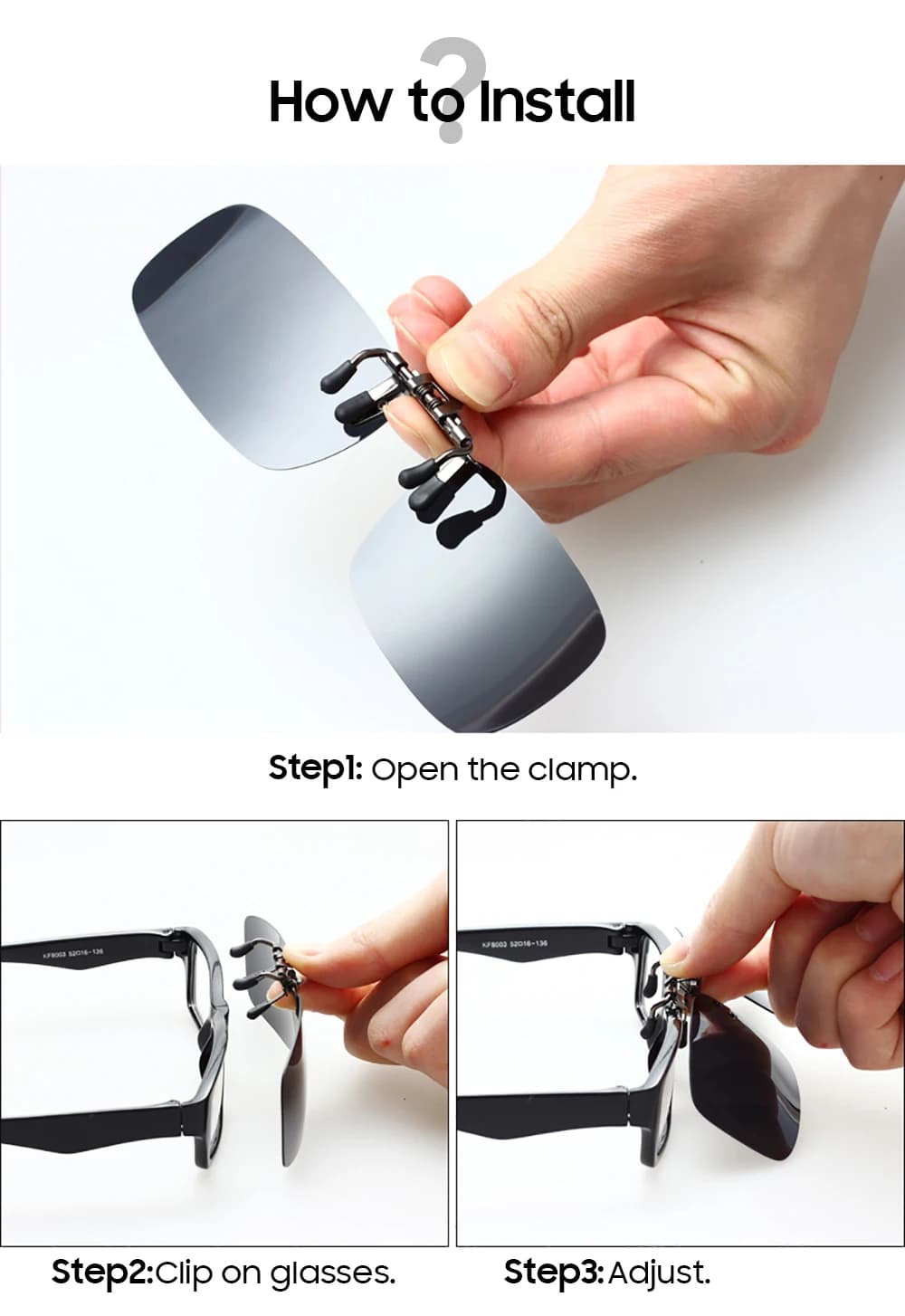 ClipVue Polarized Flip-Up Clip-On Sunglasses for Prescription Glasses