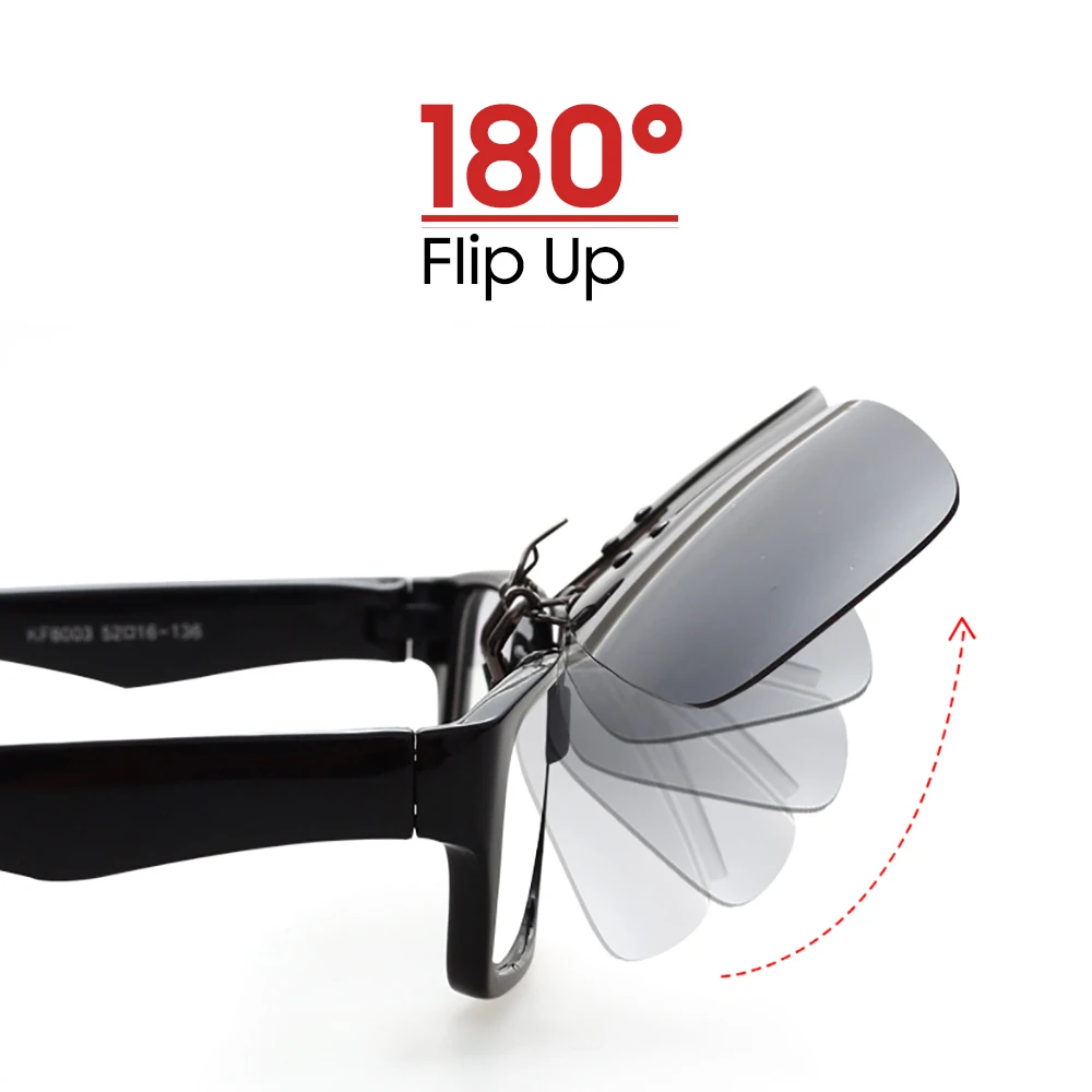 ClipVue Polarized Flip-Up Clip-On Sunglasses for Prescription Glasses